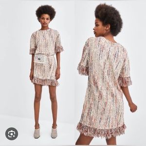 NEW WITH TAGS- Zara Terez Dresses Tweed Fringe Mini Dress